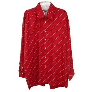 Vintage Elephant Men’s Button Up Shirt Size XL Philadelphia All Over Script Red